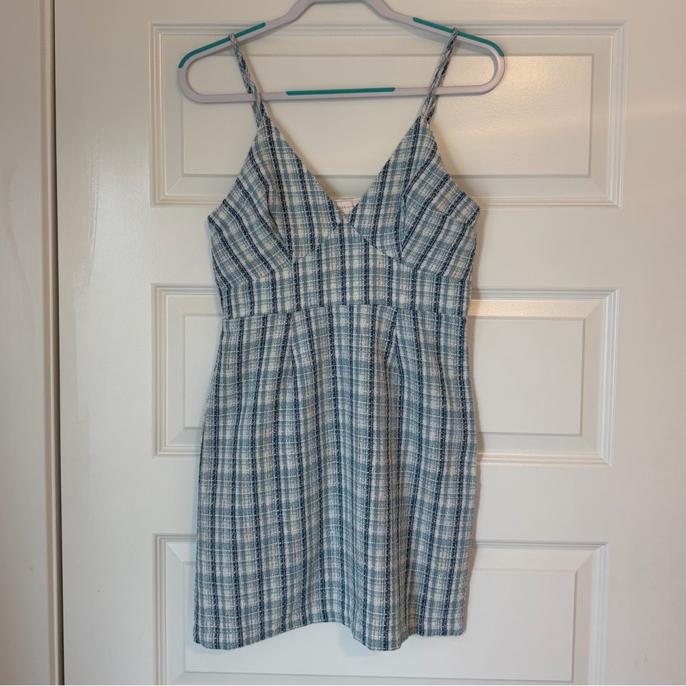Monteau Blue and White Textured Dress
